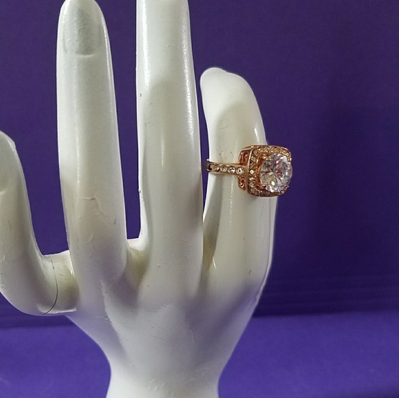 Rose Gold Halo Fashion Ring with Cubic Zirconia - Picture 6 of 7