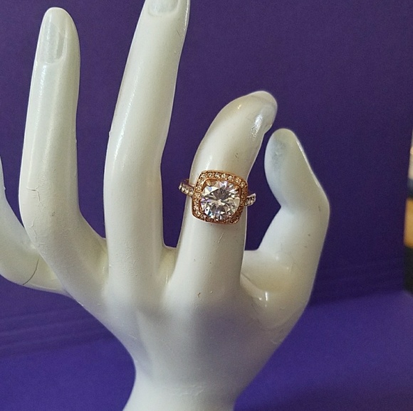 Rose Gold Halo Fashion Ring with Cubic Zirconia - Picture 7 of 7