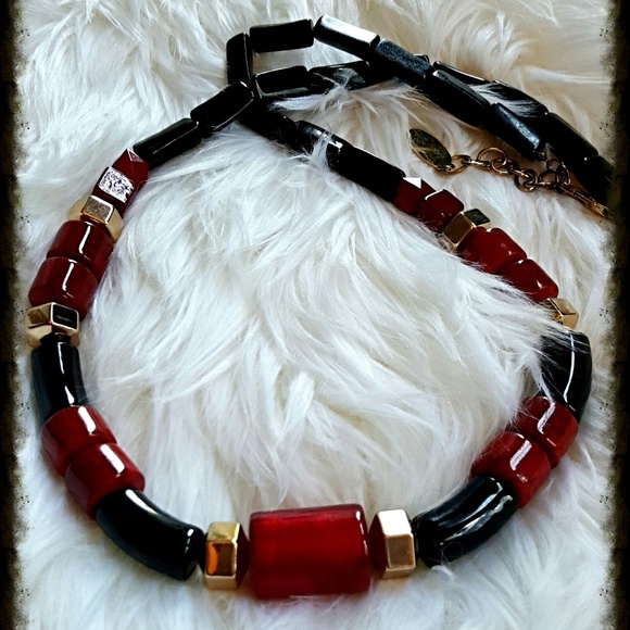 Chico's Jewelry - STUNNING RED,  GOLD & BLACK STATEMENT PIECE