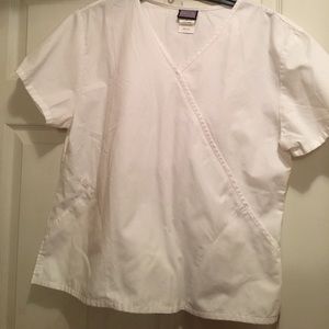 Mock wrap scrub top