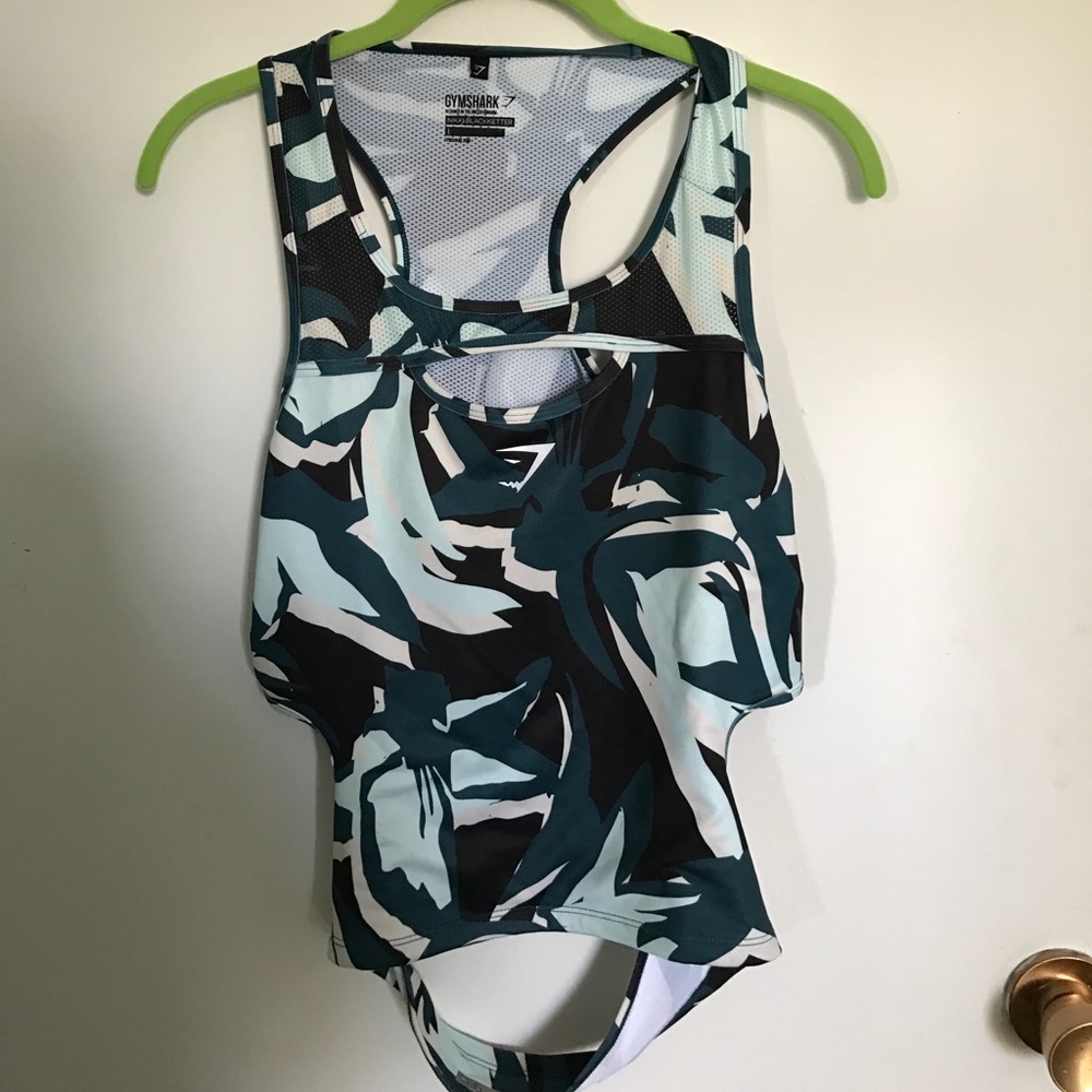 Nikki B Gym Shark Printed Mezzanine Crop Top