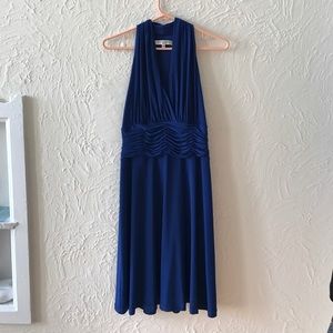 evan picone blue halter dress