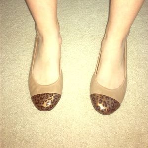J-crew nude with/ cheetah print on toe flats