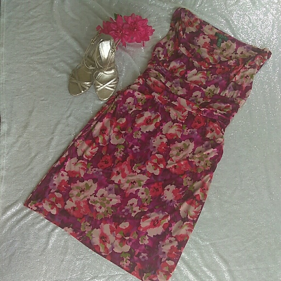 Lauren Ralph Lauren Dresses & Skirts - Lauren Ralph Lauren Dress Pink Floral Print Ruched