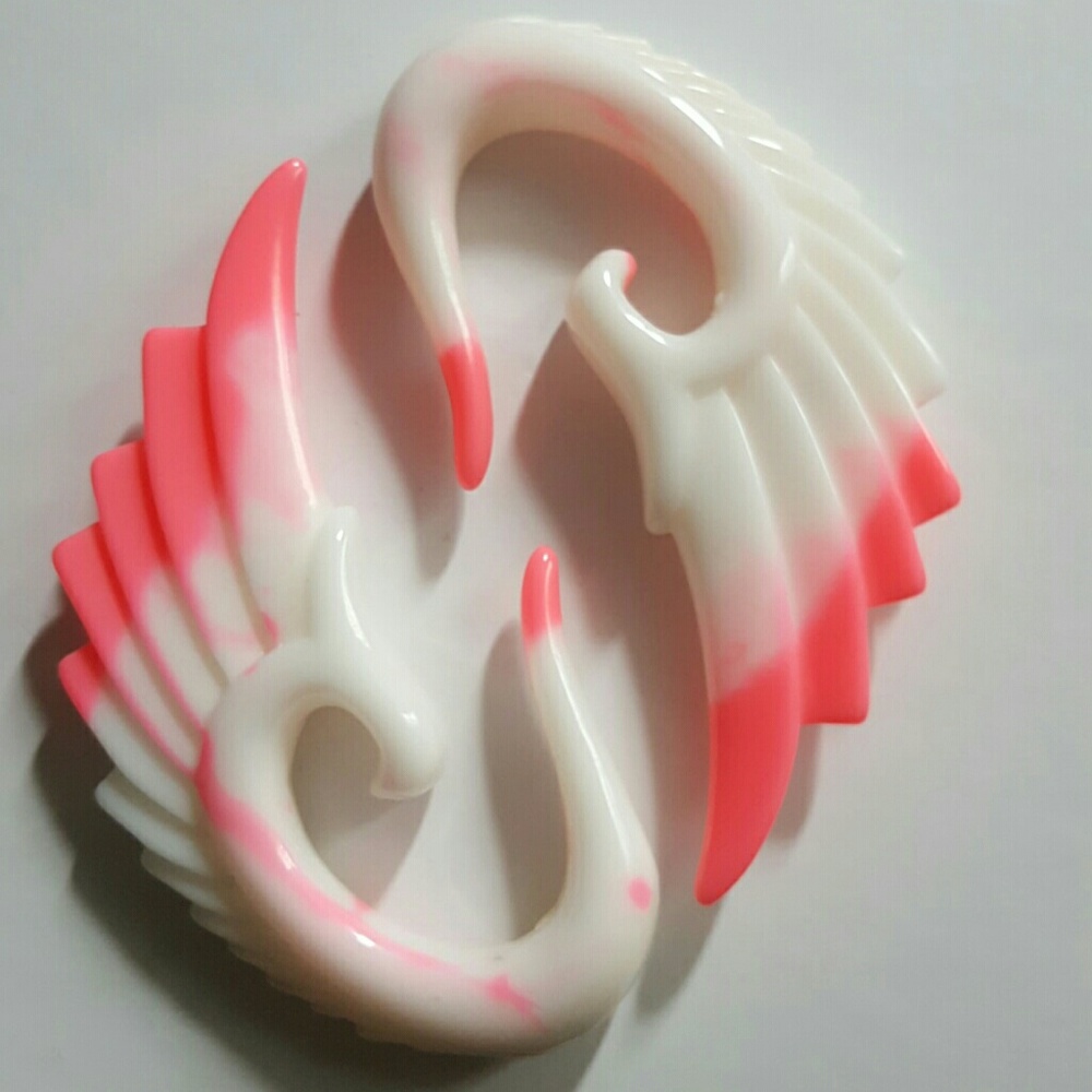 Neon Pink Swan ear hangers