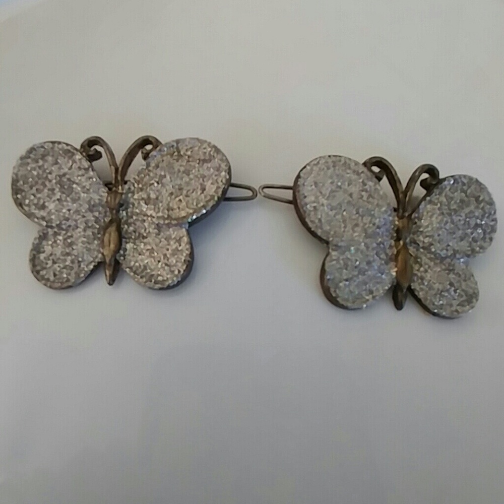 Glittery butterfly hair clips