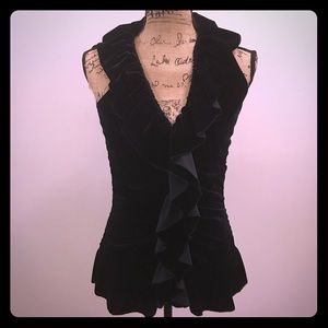 Camille La Vie Stretch Velvet Ruffle Halter Top