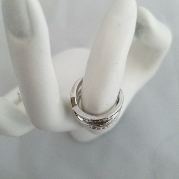 Three Row Cubic Zirconia Criss Cross Fashion Rings - Picture 6 of 6