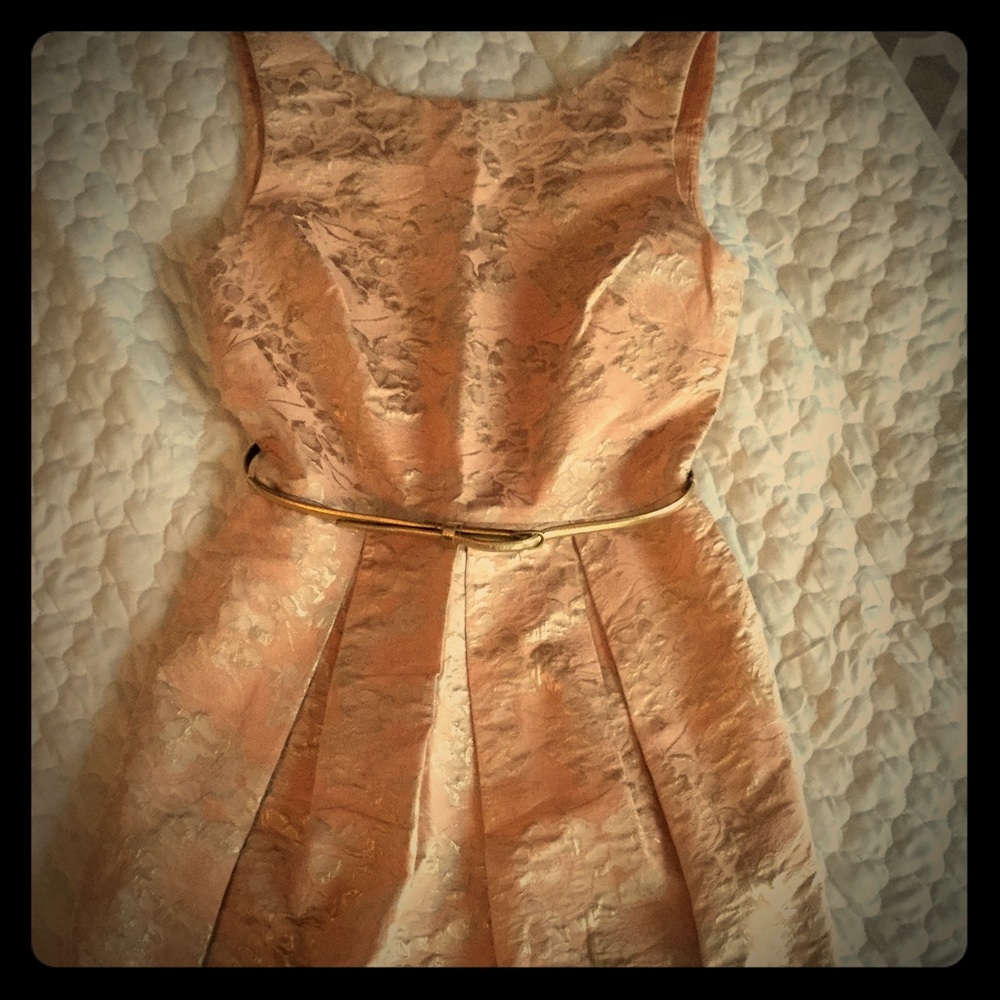 Blush tone with gold dress.