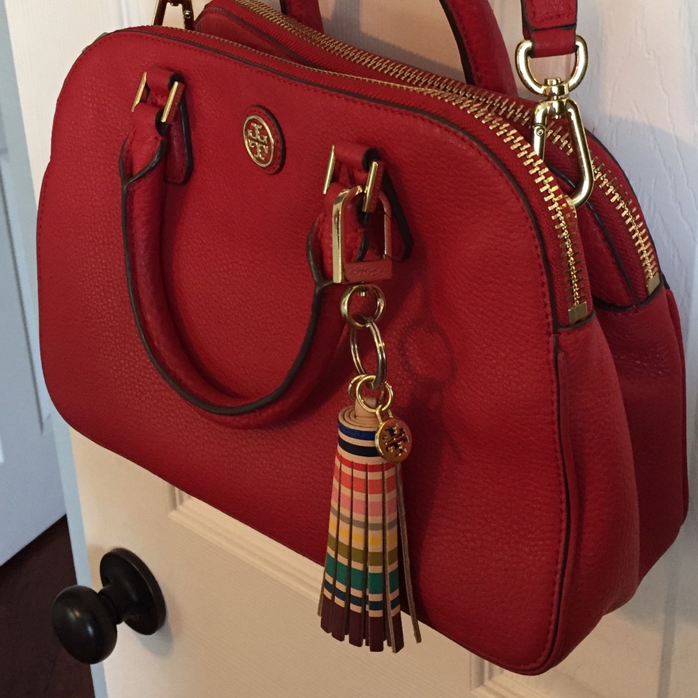 Tory Burch multi-color tassel key fob rainbow