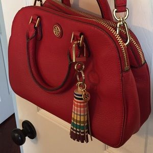 Tory Burch multi-color tassel key fob rainbow