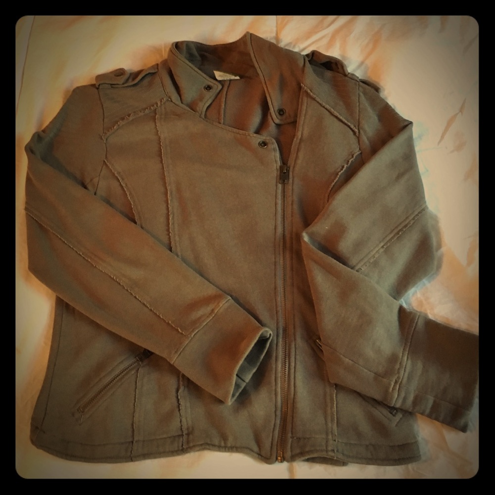 Hunter green moto jacket from Hoodies