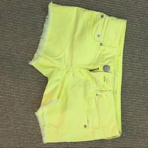 Neon Yellow American Eagle Denim Cutoffs
