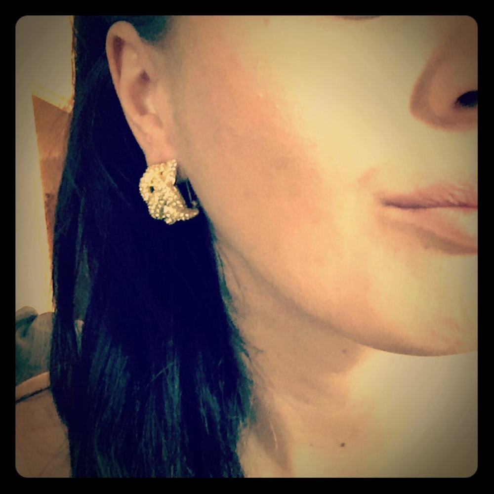 Pave crystal cuff earrings