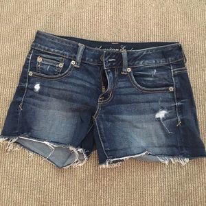 3" Inseam Dark Distressed American Eagle Shorts