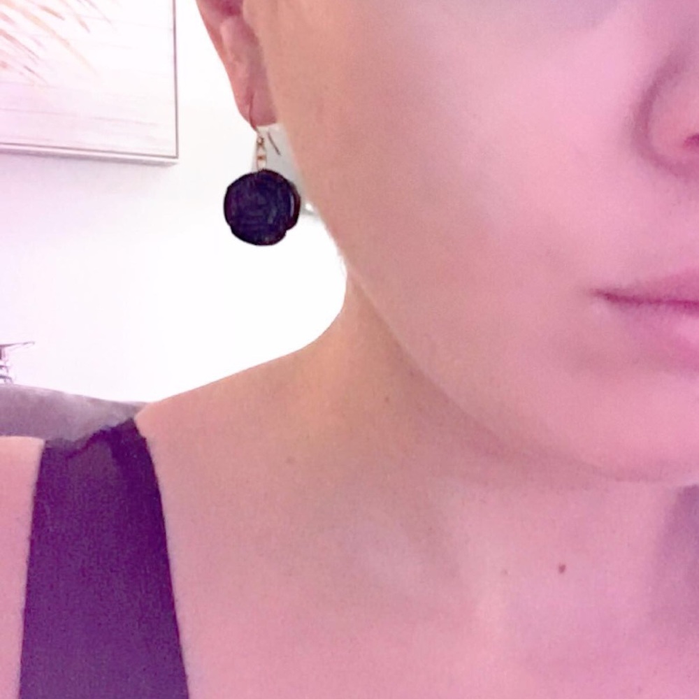 Black rose earrings