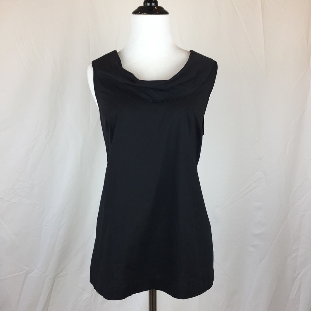 Ann Taylor Cotton Cowl Neck Black Sleeveless Top