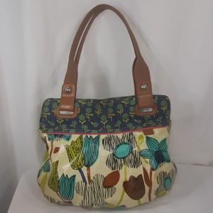 Fossil large floral waxed canvas Keyper purse