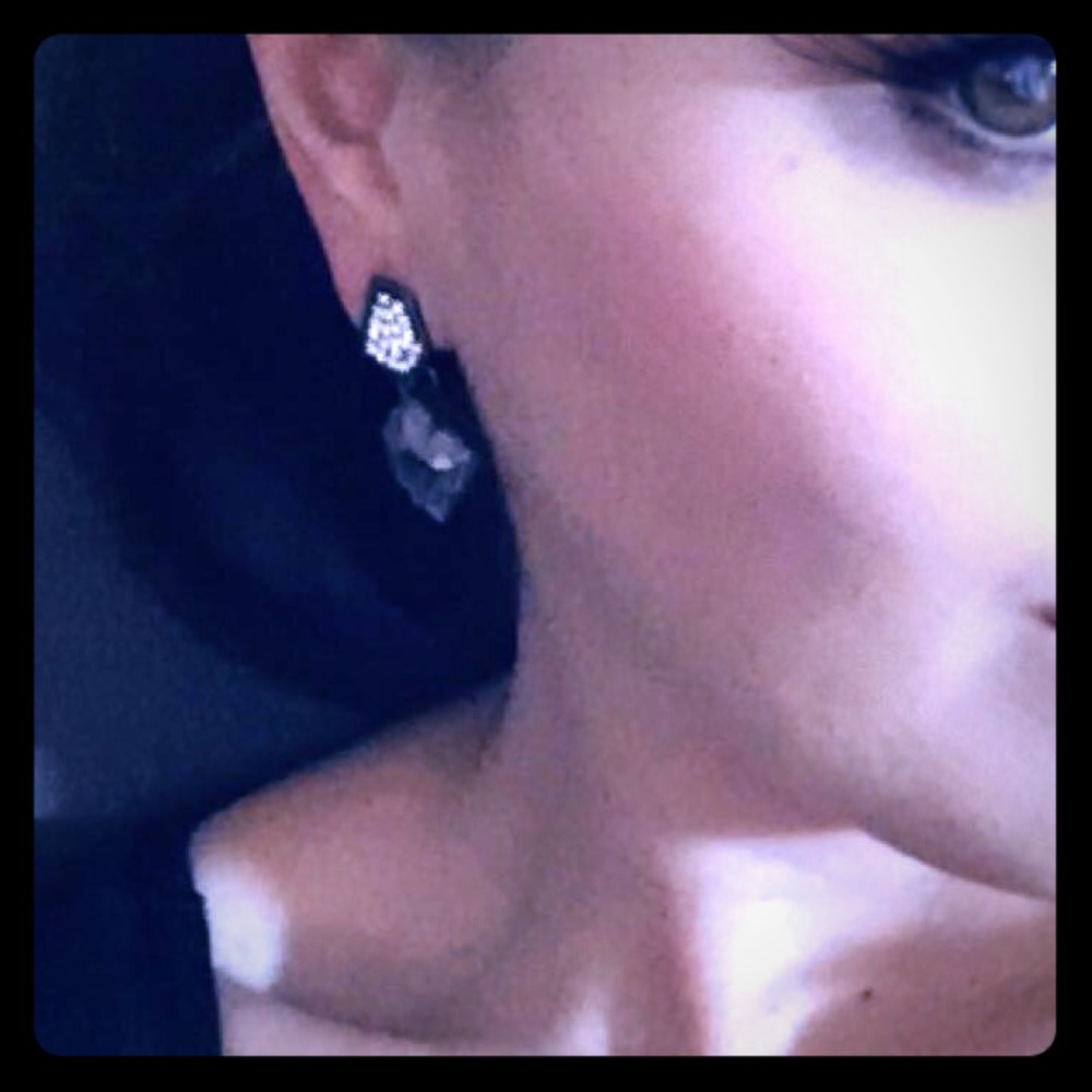 Gunmetal crystal and acrylic earrings