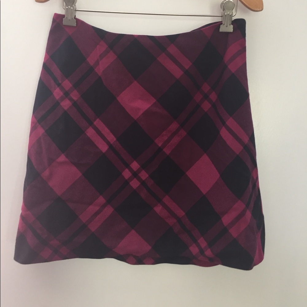 Navy and pink plaid mini skirt