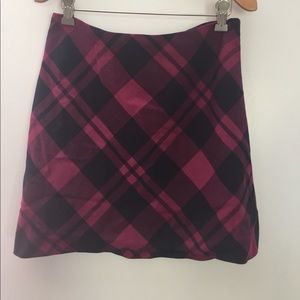 Navy and pink plaid mini skirt