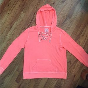 American Eagle Coral Lace-Up Hoodie