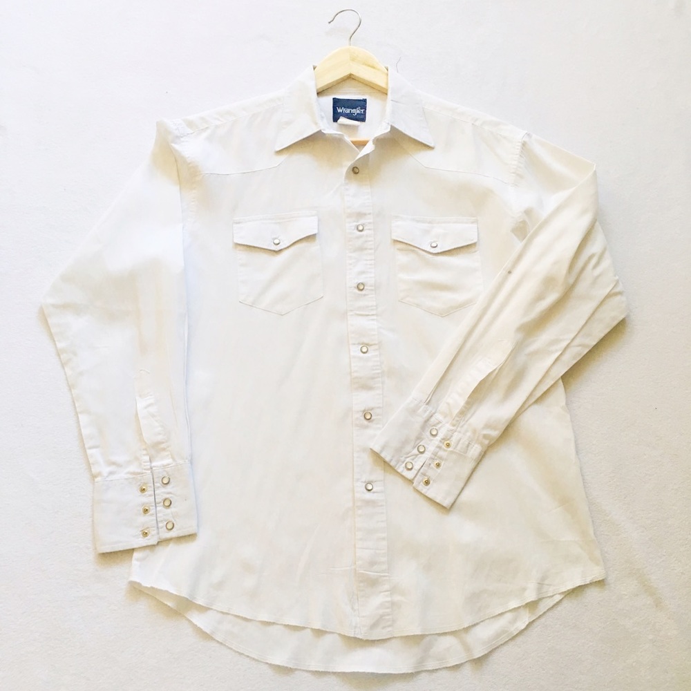 Wrangler White Snap-button Closure Retro Shirt