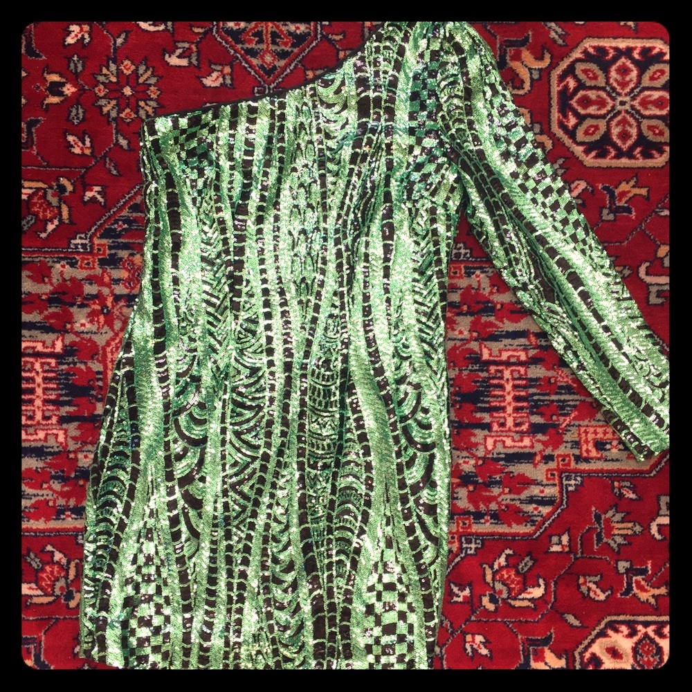 Topshop One-Shoulder Sequin Party Dress