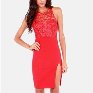 Red Lace Lulus Dress - Wedding Guest Dress