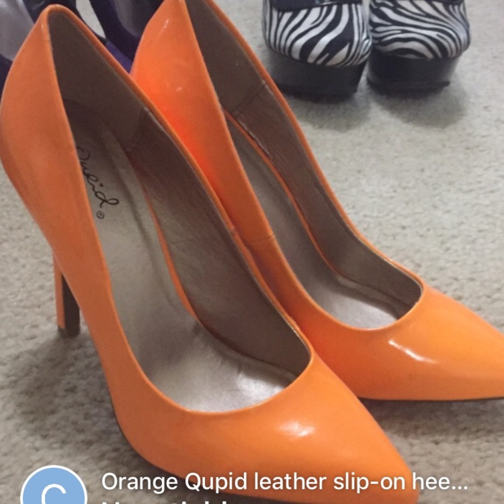 Orange Qupid Pointed Heels