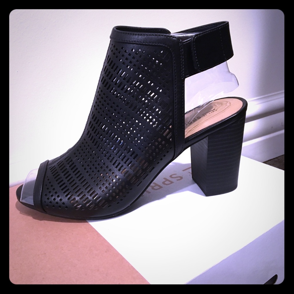 Brand new black open toe booties