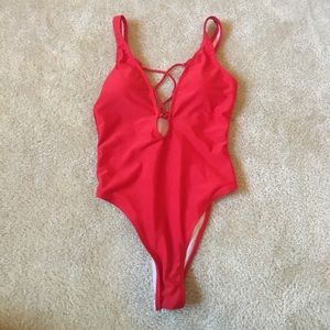 Sexy Red One Piece SwimSuit
