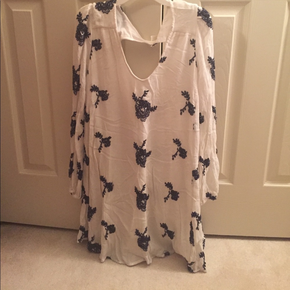 Free People Embroidered Long Sleeve Mini Dress