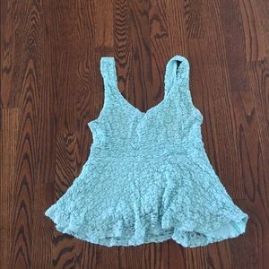 Teal, flower lace tank top
