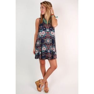 Navy Paisley Dress