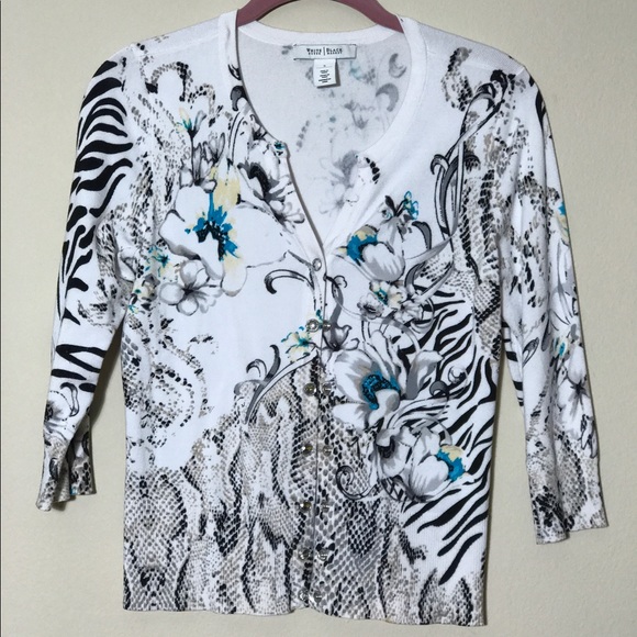 White House Black Market Floral Cardigan - Picture 1 of 3