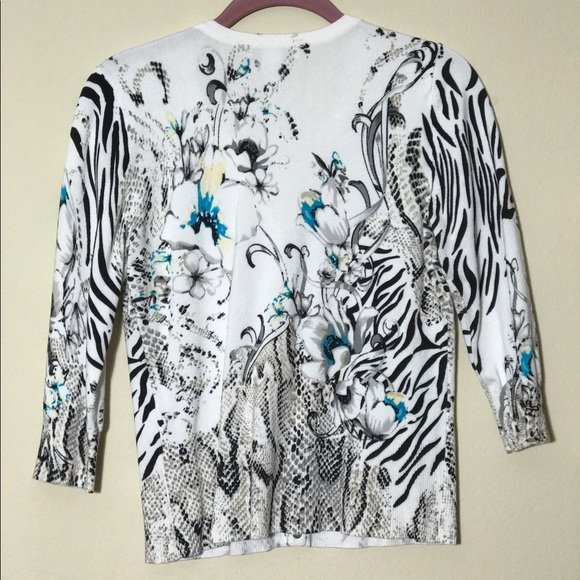 White House Black Market Floral Cardigan - Picture 2 of 3