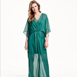 Never worn v-neck green glittery Maxi dress H&M 10