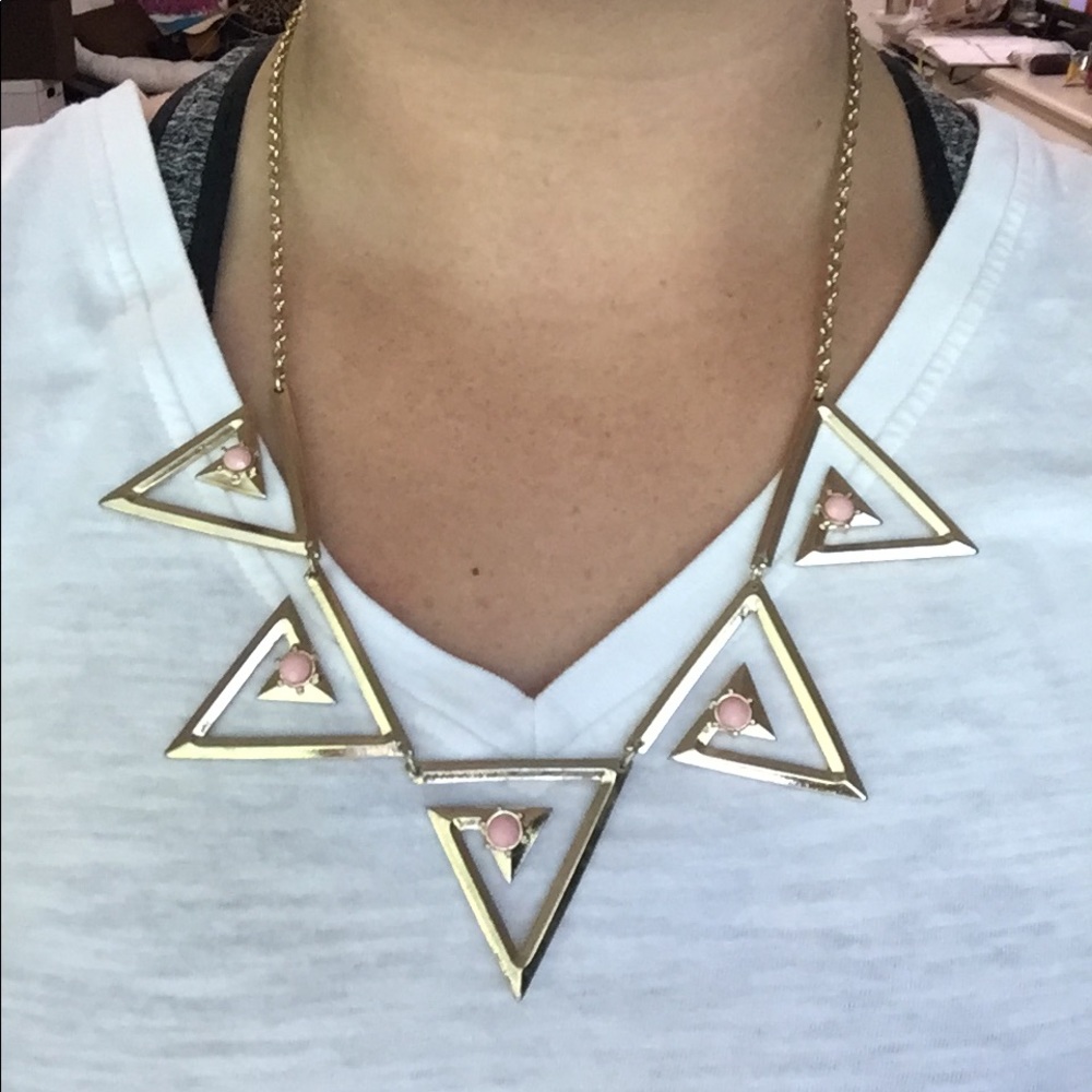 Aztec style gold and pink necklace