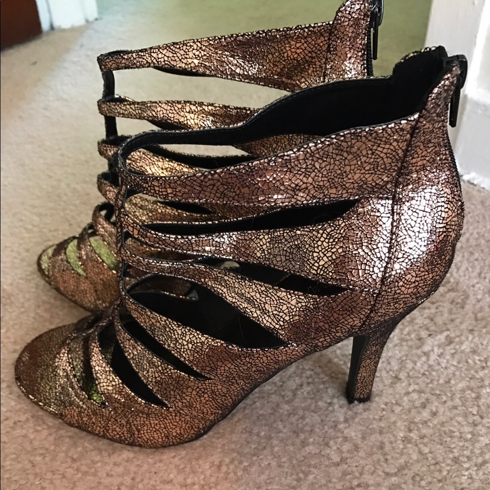 Gold high heels