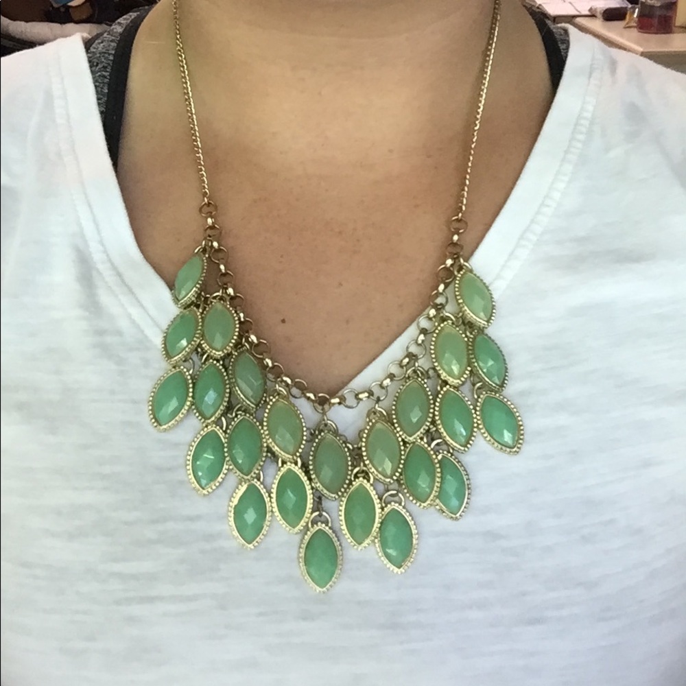 Beautiful turquoise and gold statement necklace