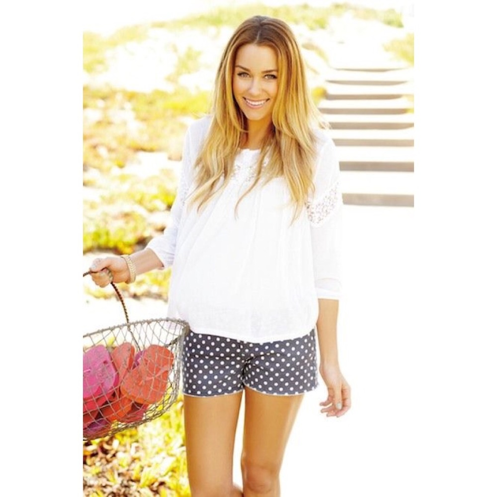 💕LC Lauren Conrad Indigo polka dot shorts