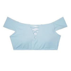 DAY DREAM BLUE Off the shoulder crop bathing suit