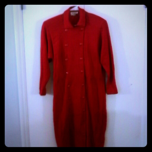 St John Red Santana Knit Double Breasted Dress 10