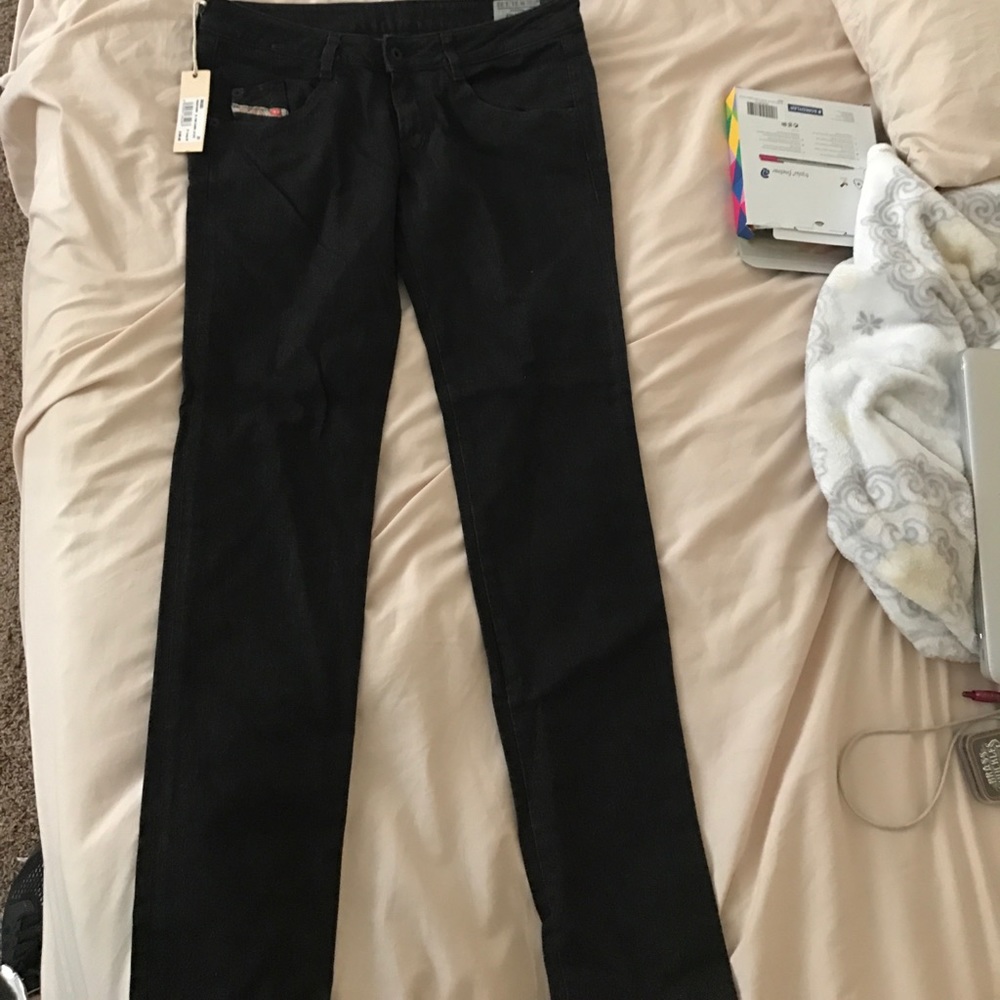 Black straight leg jeans