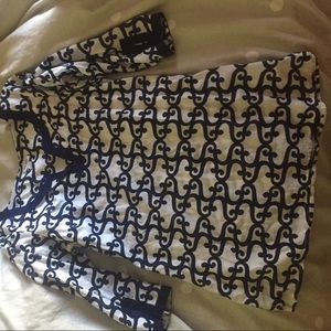Preppy navy and white patterned top