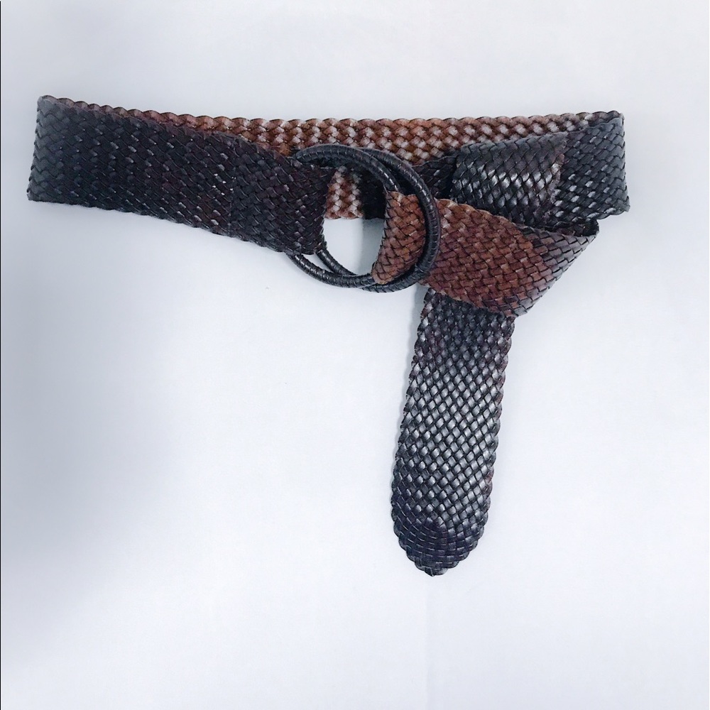 Woven leather belt