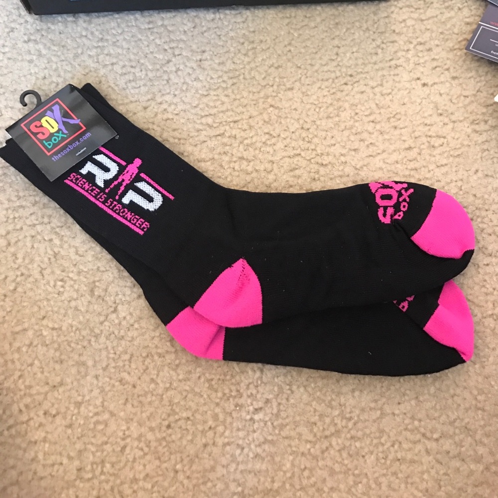 Black and pink RP crew socks