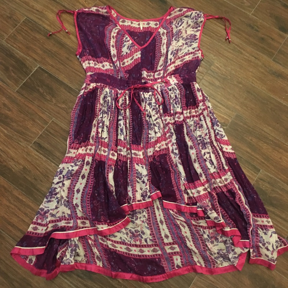 Free People NWOT Pink & Purple Printed Dress