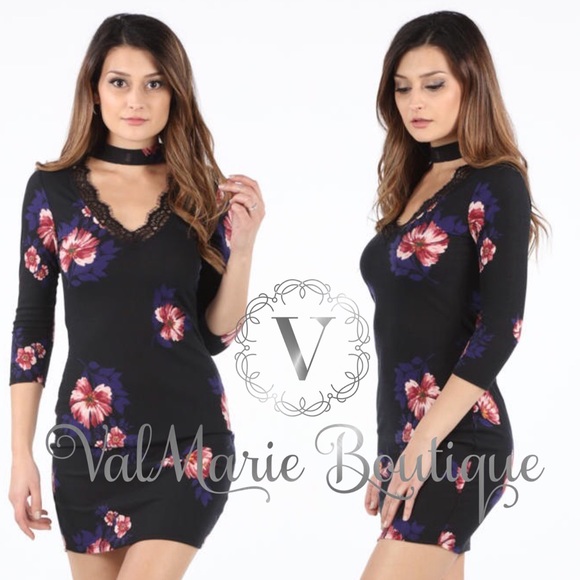 STUNNING light rubbed floral bodycon dress - Picture 2 of 3